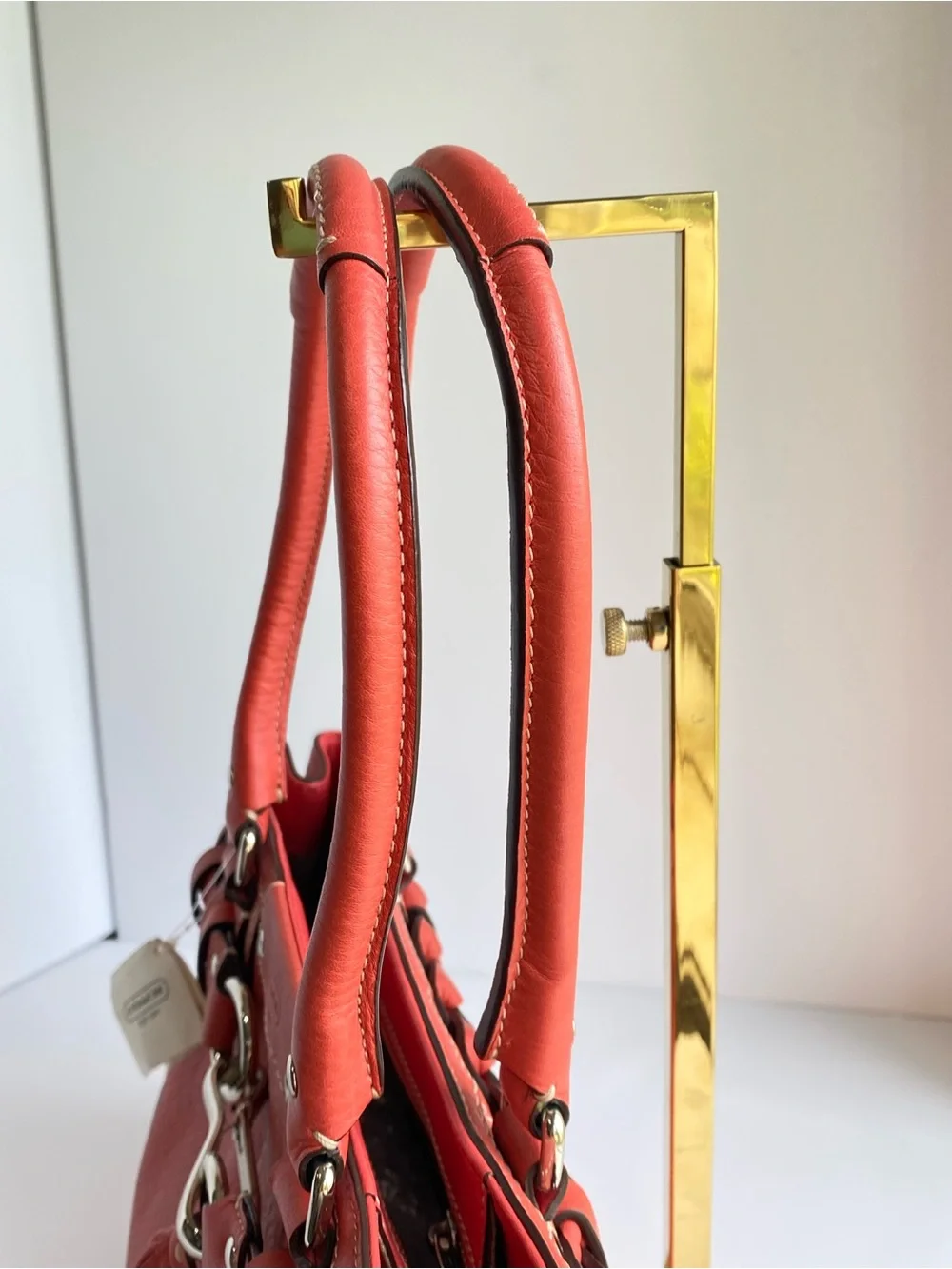 Coach Hamilton Braided Belted Leather Carryall in Coral Salmon